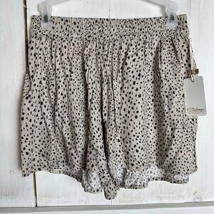 PJ‎ Salvage Tan Black Leopard Spot Lightweight Shorts NWT Size Small